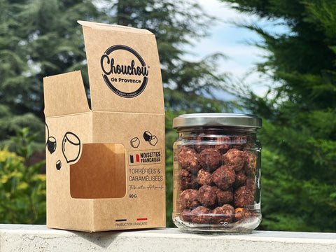 Chouchous Noisettes Françaises 90g - Confiserie en Pot en Verre et étui