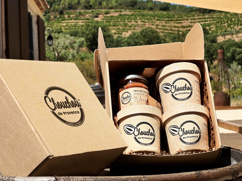 coffret 4 produits : 3 pots de chouchou 1 pot de pâte à tartiner